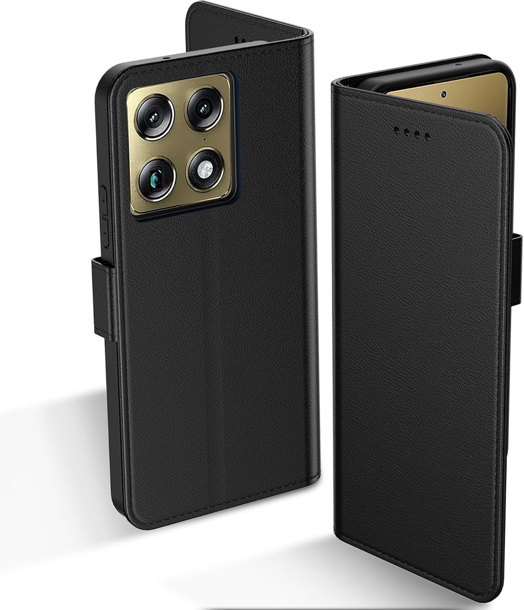 Moto G17/G17 Power/Moto G15 Telefoonhoesje, Lederen Fliphoes met 3 Kaartvakken & Kickstand, Anti-Val, Magnetische Sluiting, Compatibel met Moto G17/G17 Power/Moto G15 Hoes - Zwart