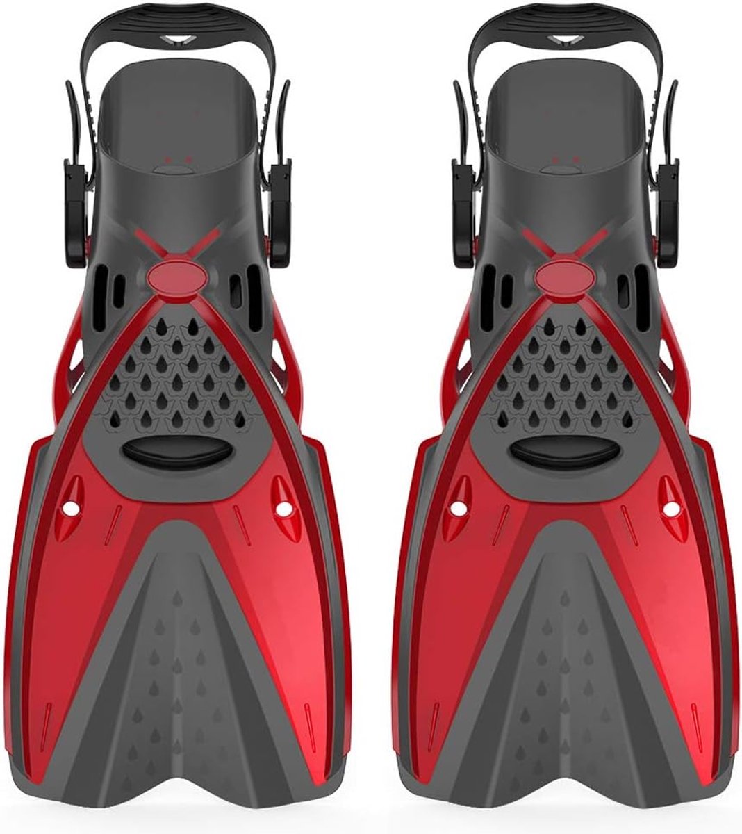 Duikvinnen, Verstelbare Reizen Snorkelen Zwemvinnen, Snorkelen Zwemvinnen Duikvinnen Flippers voor Duikduiken, Snorkelen Apneu Voetzak, Volwassenen Unisex Kids (rood, S/M)