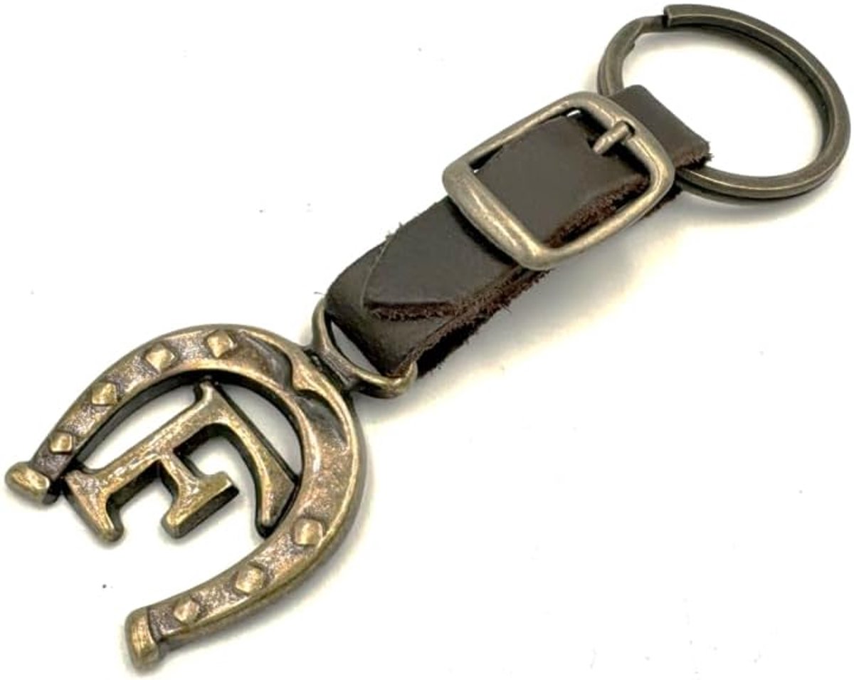 leer, koper, hoefijzer, paard, ruiter, brief A-Z, Made in Europe, Meerkleurig, 10 cm