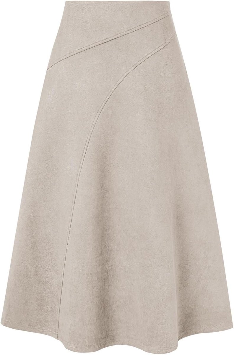 Kasin Elegante verdikte midi-rok van suède voor dames, A-lijn rok van imitatiesuède met hoge taille, bodycon, A-lijn, midi-rokken