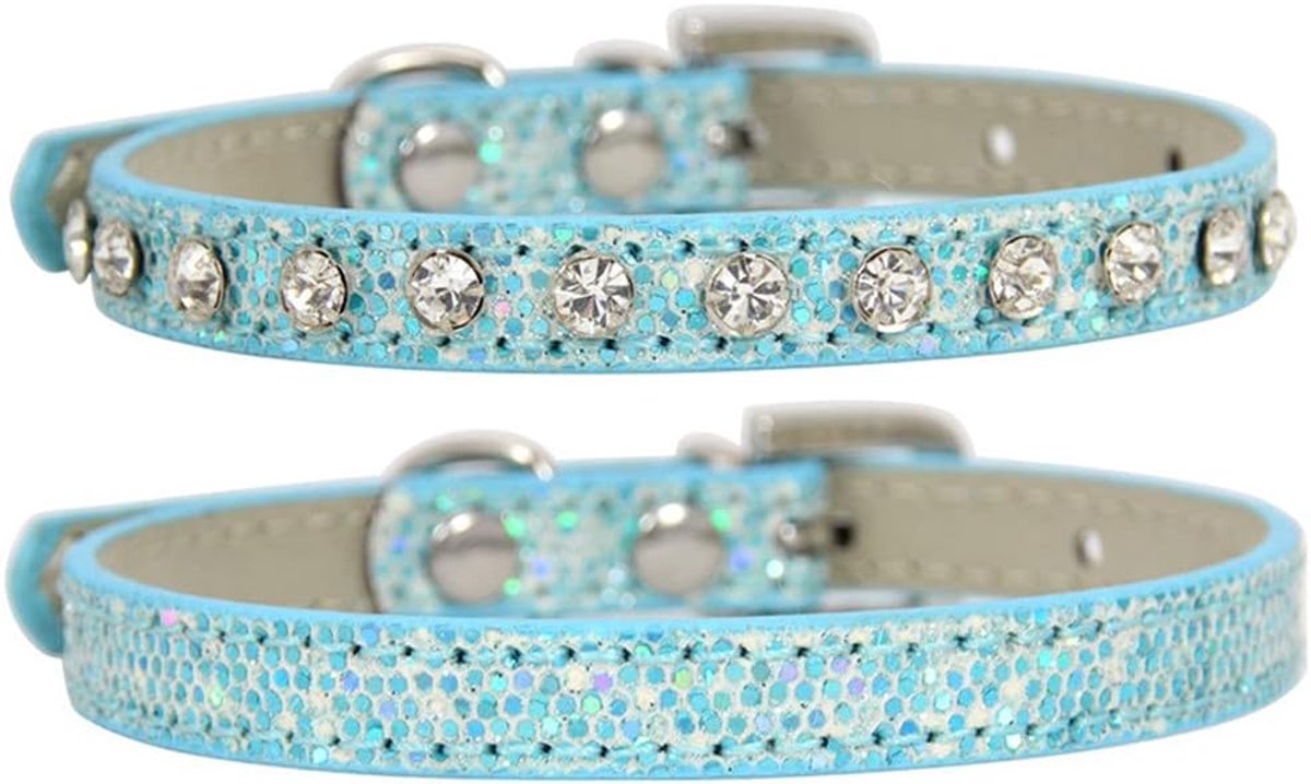 Halsband voor Katten, 2 Ps Kattenhalsband in Glitter Stof met Diamanten, Verstelbare Puppyhalsband, Sprankelende Halsband Voor Honden En Katten