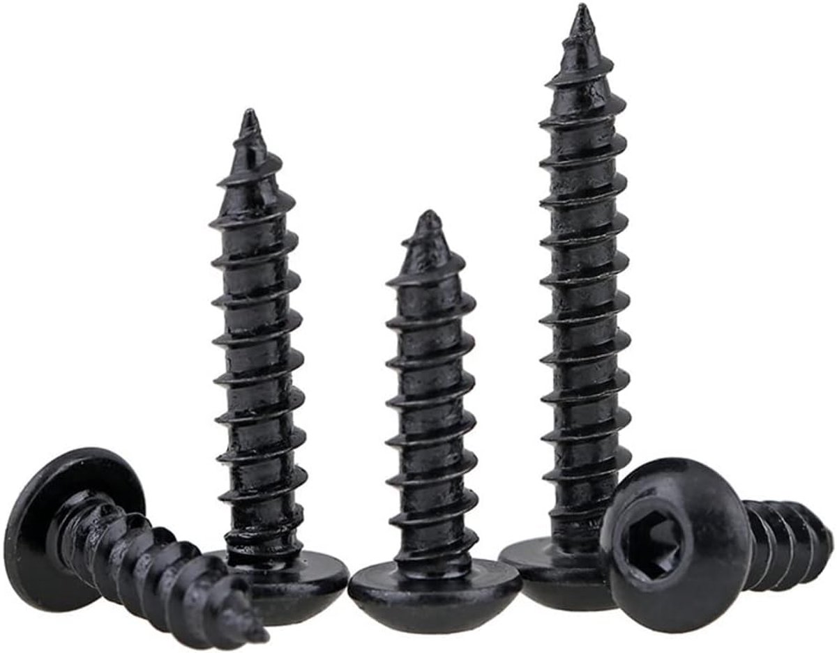 8.8 Hoge Treksterkte Zwart Binnenzeskant Zelftappende Schroeven Ronde Kop Houtschroeven M6x30mm, 20 pcs