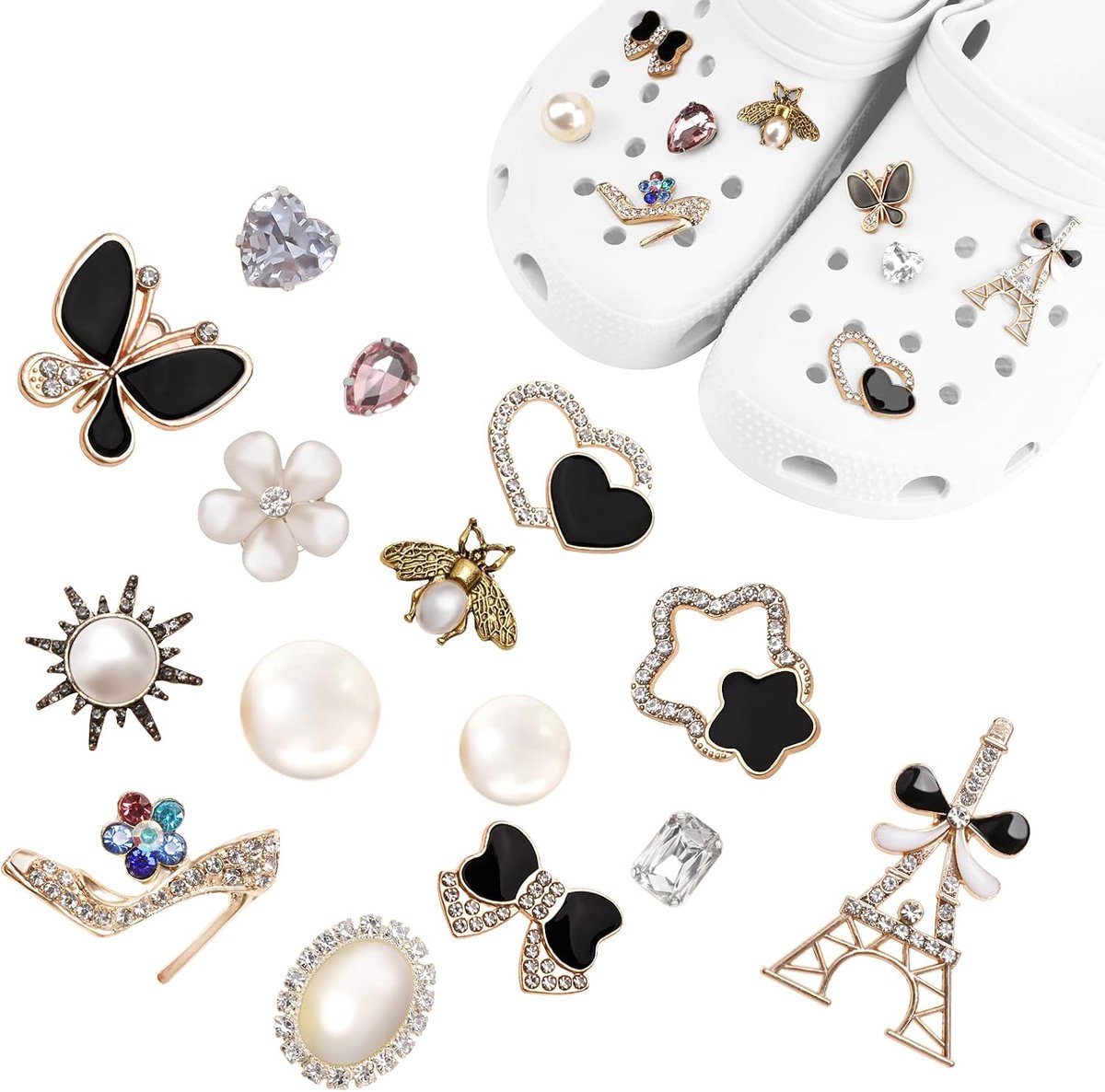 Bedels met metalen ketting voor schoenen, sieraden mode schoen decoratie bedels voor dames, Bling schoen bedels passen klomp sandalen, leuke Clog bedels voor vrouwen, feestcadeau voor meisjes, Metaal