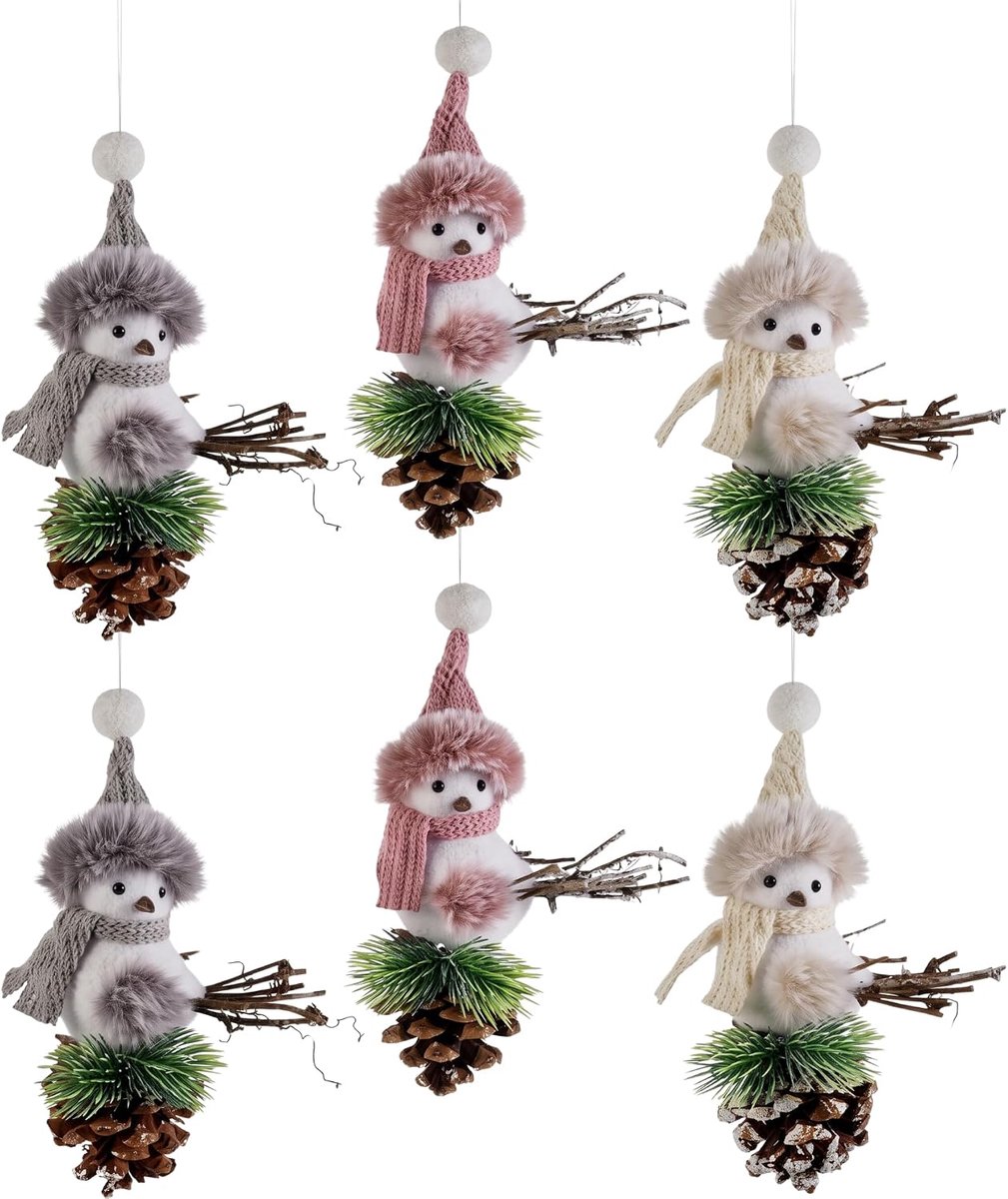 Kerstmis 6 vogels sjaal hoed dennenappels om op te hangen