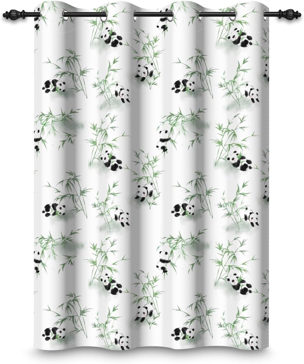 135 x 245 cm, cartoon, panda, verduisteringsgordijn, bamboe, pandapatroon, schattig, isolerende scheidingswanden, voor ramen, kinderkamer, jongens of meisjes, woonkamer, 1 enkel paneel