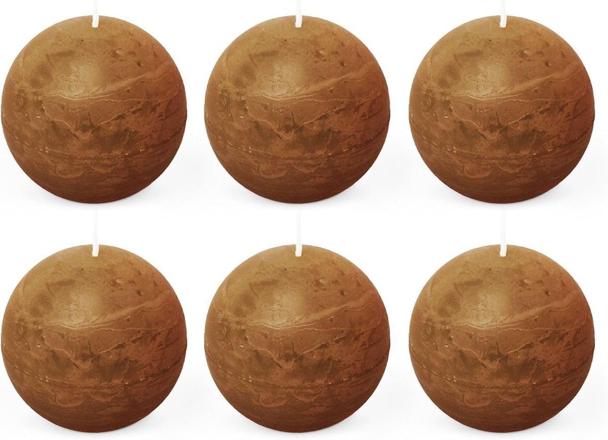 6x Rustieke Balkaars 80 mm 24u, Cognac