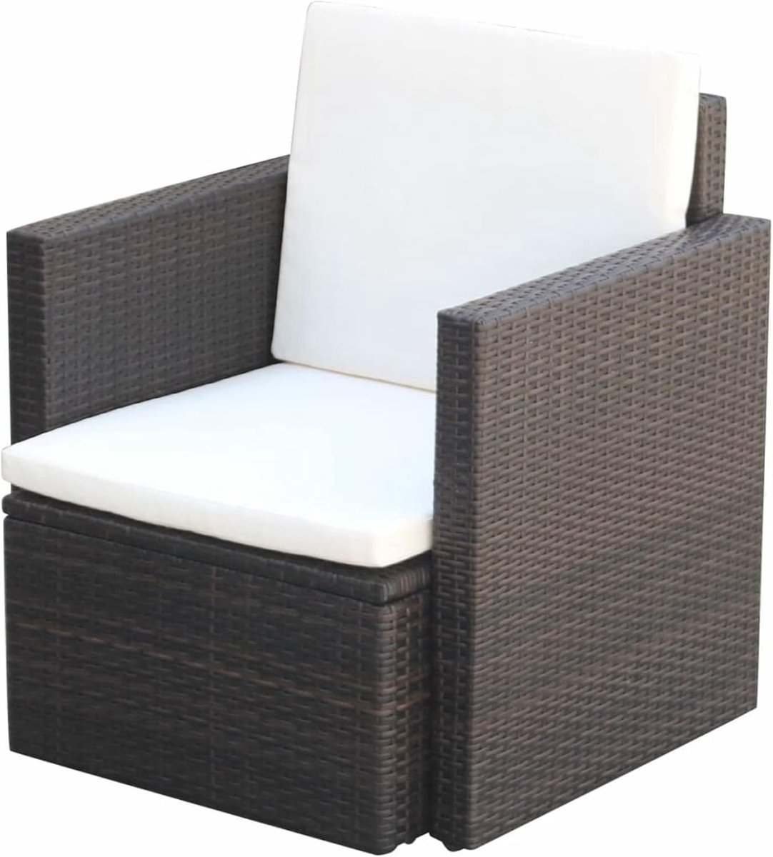 Tuinstoel met kussens en kussens, rotan stoelen, balkonstoelen, terrasstoelen, polyrotan, bruin