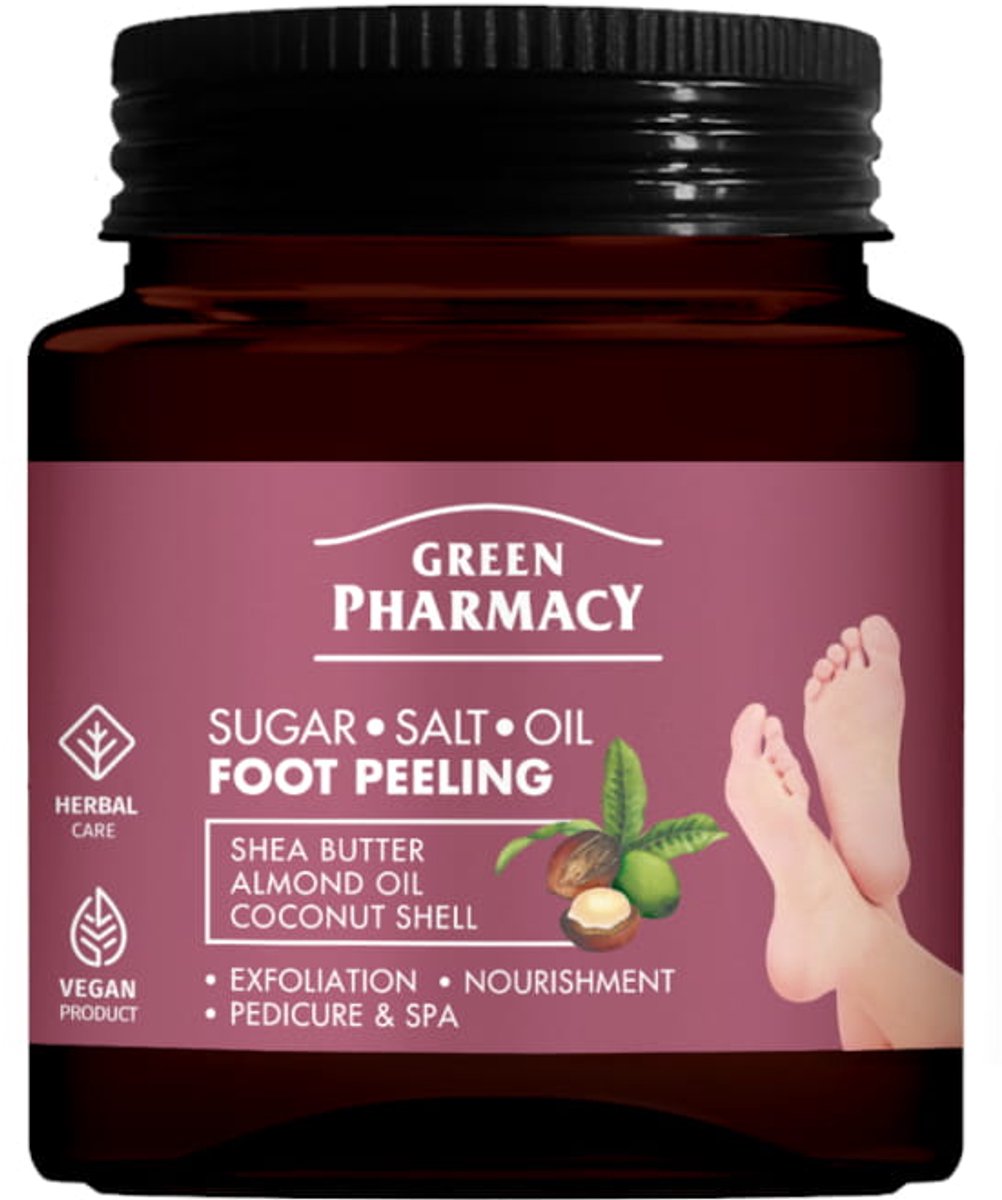 Natuurlijke Voetpeeling met Suiker en Zout in Olie - shea boter - kokosnootschil 300 ml