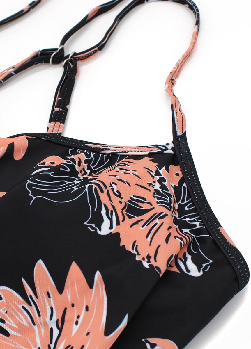 2 Stuk Tankini Badpakken Volant Gedrukt Top Met Boyshorts Plus Size Badmode Badpak