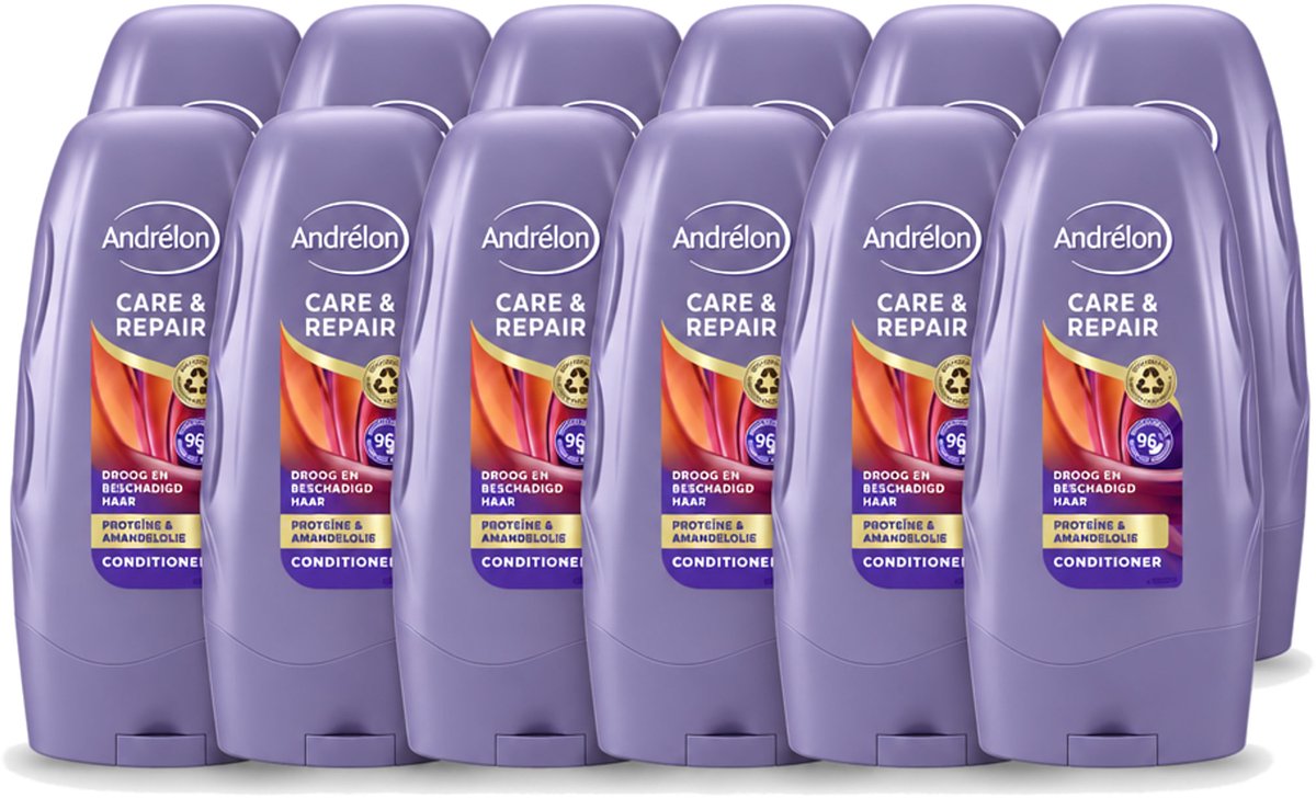 12 x Andrélon - Care & Repair - Conditioner - Voor Beschadigd Haar - 250 ml - Voordeelverpakking - 12 stuks