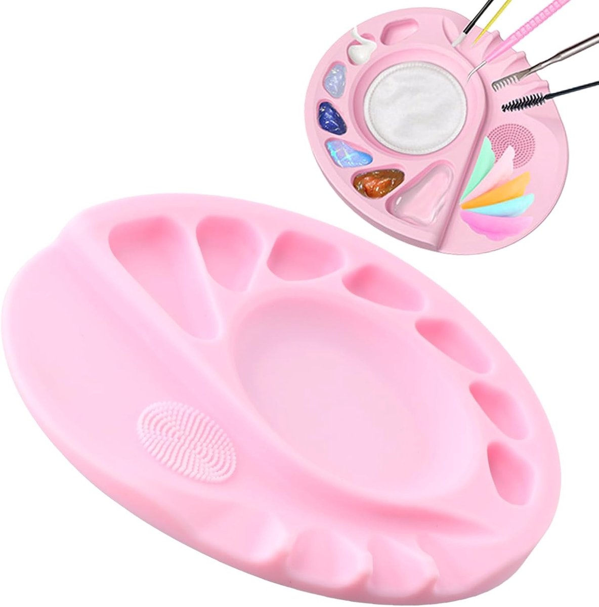Professioneel Make-up Palet voor het Maken van Fond de Teint, Nagelkunst en Mengfuncties - Lichtgewicht en Makkelijk Schoon te Maken met 14 Functionaliteiten