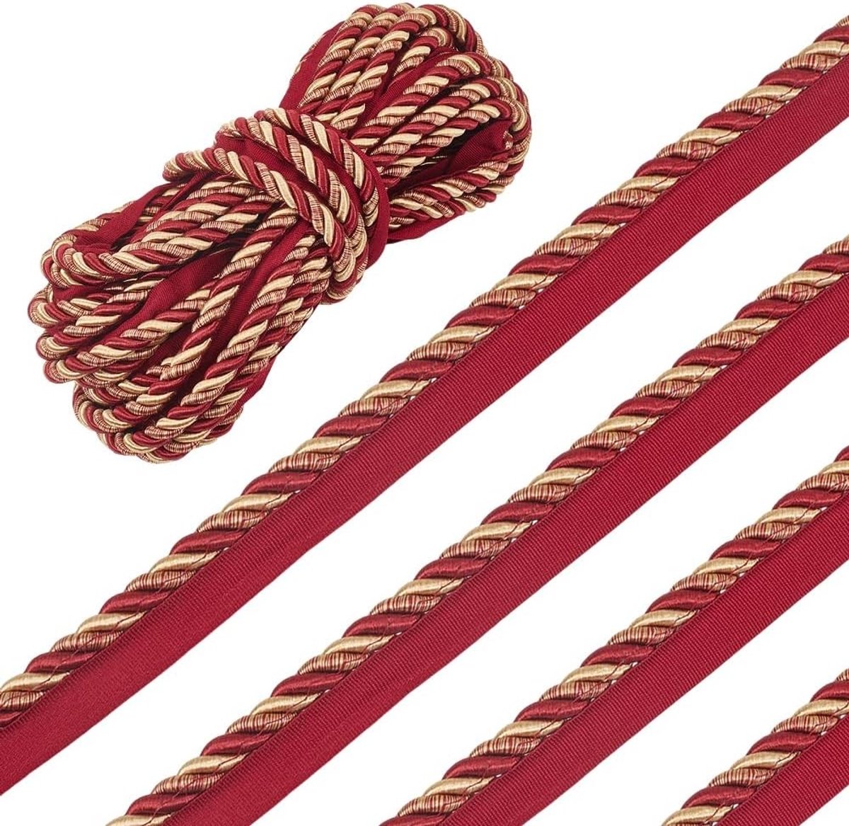 Twisted Lip Cord Trim - 12.5m Decoratieve Naaldkoord voor Fotolijsten, Gordijnen en Meubels - Perfect voor Huisdecoratie en Creatieve Projecten