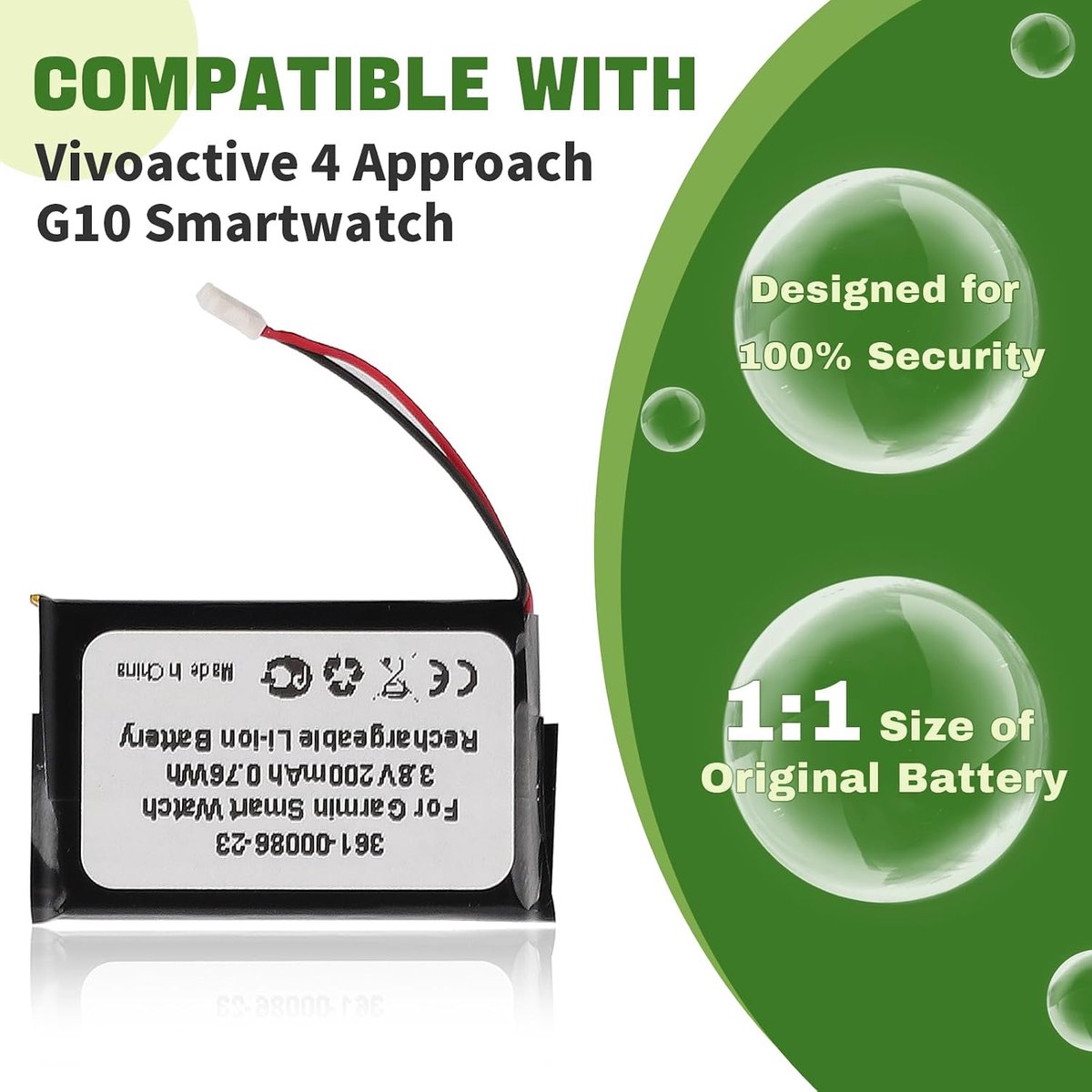 180 mAh nieuwe 361-00086-23 batterij vervanging compatibel met 225 235 630 735XT 010-01959-00 Instinct Vivoa-ctive 4 App-Roach G10 Smartwatch reservebatterij
