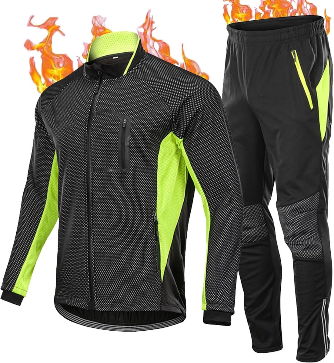 Fietsjas set winter thermisch waterdicht winddicht fietsjack fietsjack winter thermo fleece fietsshirt set fietskleding ademende lange fietsbroek fietsjas + fietsbroek