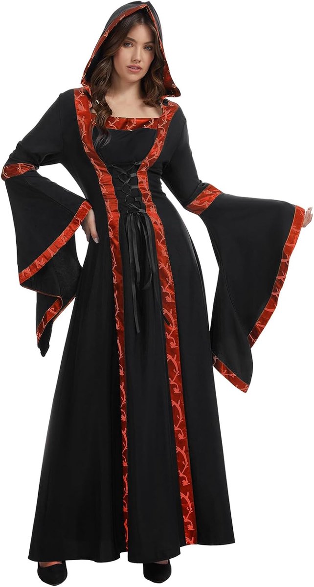 gothic-jurk voor dames, renaissancekostuum, vampiergewaad, Victoriaanse jurk voor Halloween, feest