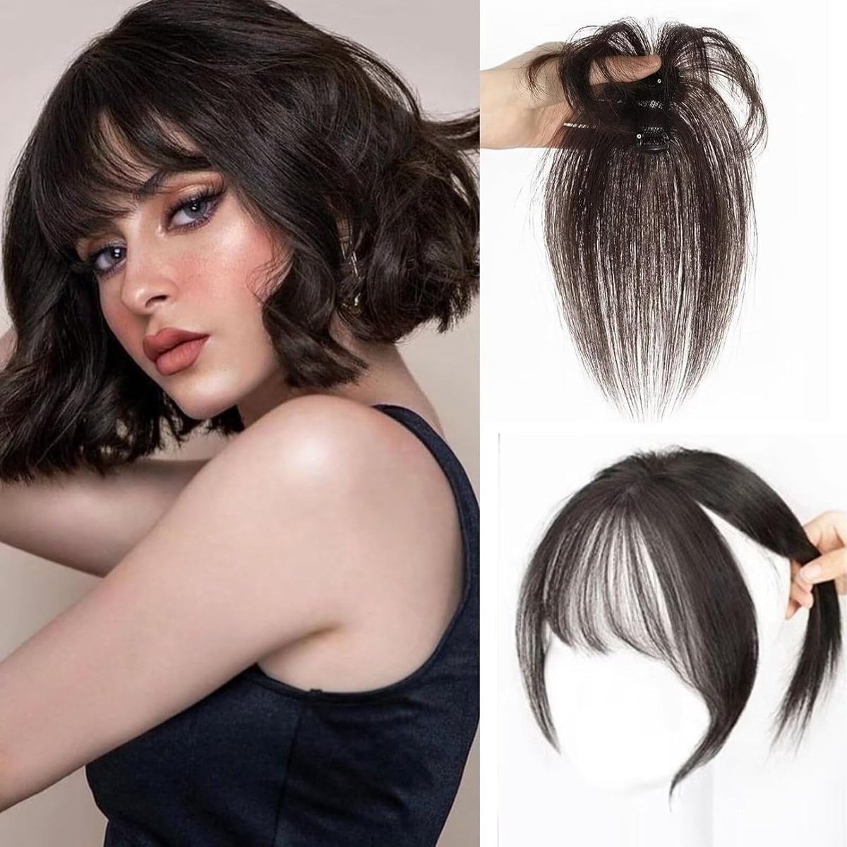 Kapsels, 360°-afdekking haar, 100% echt haar, kapsels voor vrouwen, dagelijks gedragen nephaar (donkerbruin)