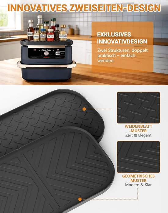 Accessoires voor Ninja Airfryer AF500EU AF400EU AF451EU, hittebestendige onderlegger, siliconen legmat voor Ninja Foodi Max Dual Zone heteluchtfriteuse, 9,5 l - 10,4 — afbeelding 4