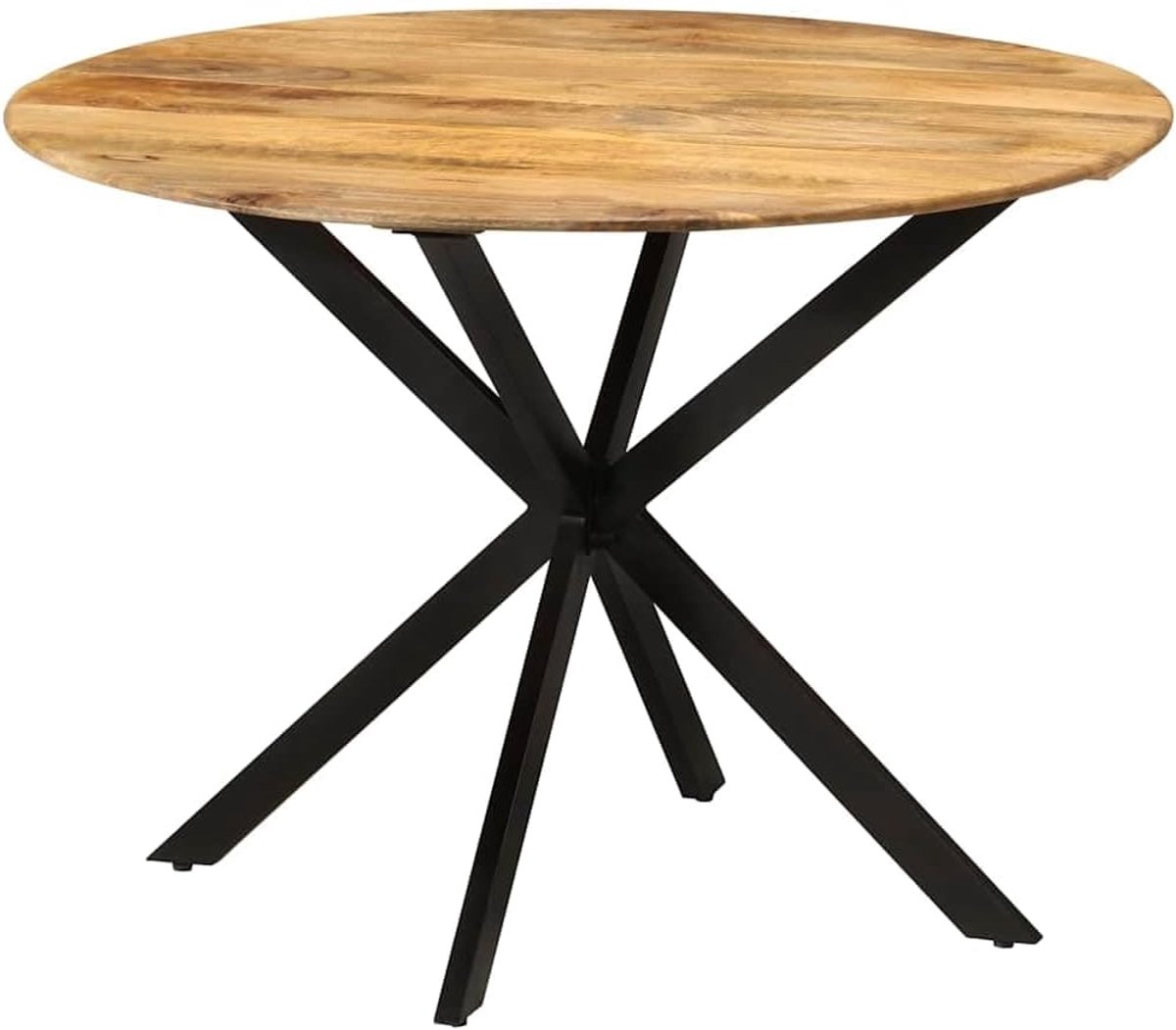 Eettafel Ø110x78 cm, mangohout & staal, ronde woonkamertafel