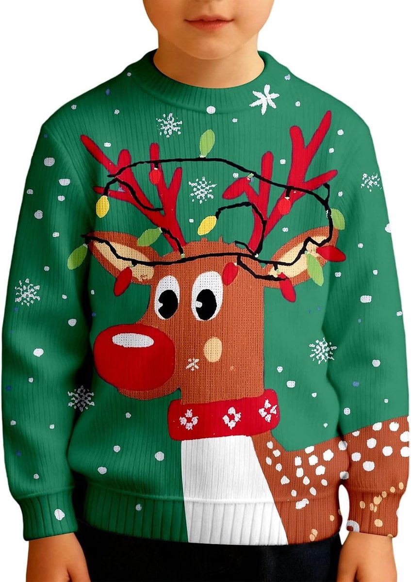 Sweatshirt met lange mouwen en ronde hals voor jongens, met zachte fleece voering, thermische trui, ideaal voor wintervakanties en casual outfits.