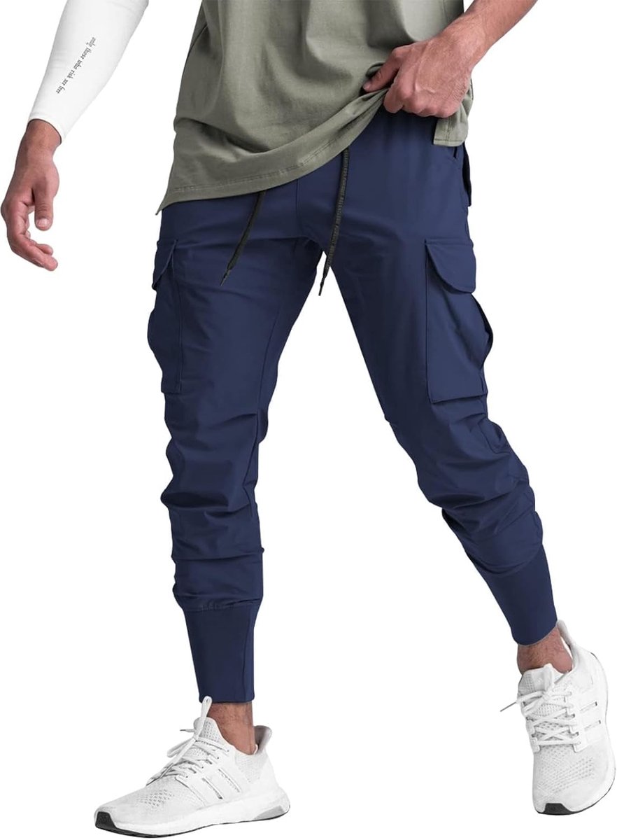 Heren Joggers Sportbroek Gym Joggingbroek Slim Fit Running Broek Lichtgewicht Trainingspak Bottoms Atletische Broek met meerdere zakken