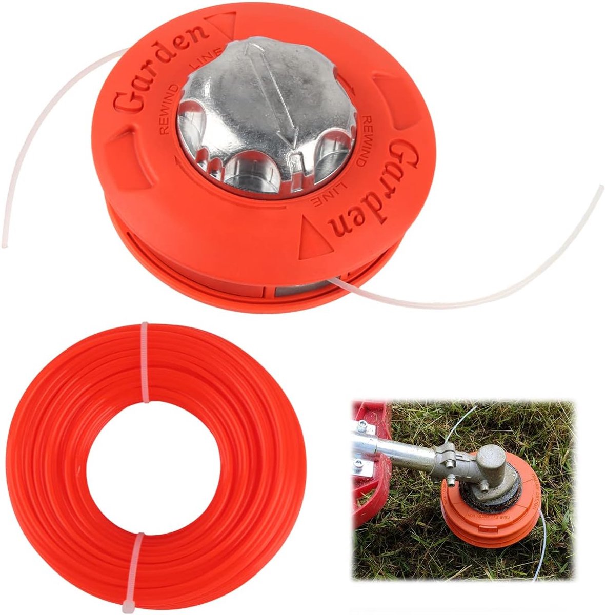 Grasmaaierkop M10 Links - Aluminium - Dikkere draadkop - Eenvoudig te laden met 2.4mm nylon 30m
