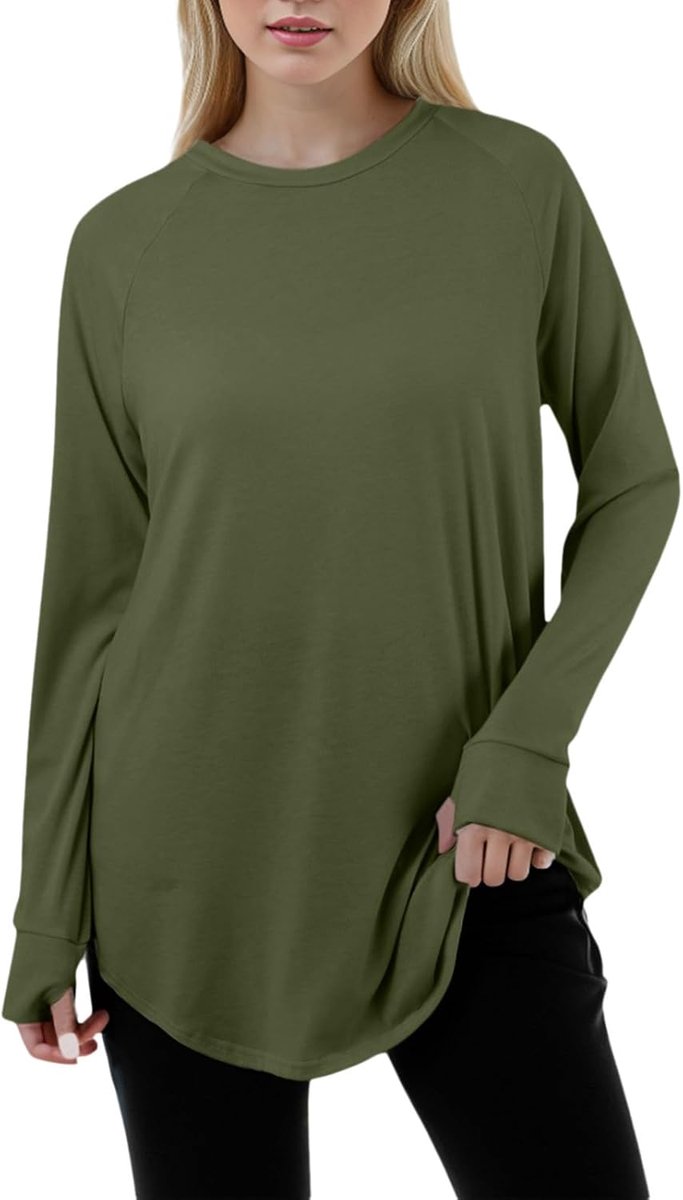 T-shirt voor dames, katoen, lange mouwen, kort, modern, zacht, blouse, V-hals, comfort, casual, kleding, top, ronde hals, zacht, effen, chic, dagelijks gebruik, kantoor, vrije tijd, A62