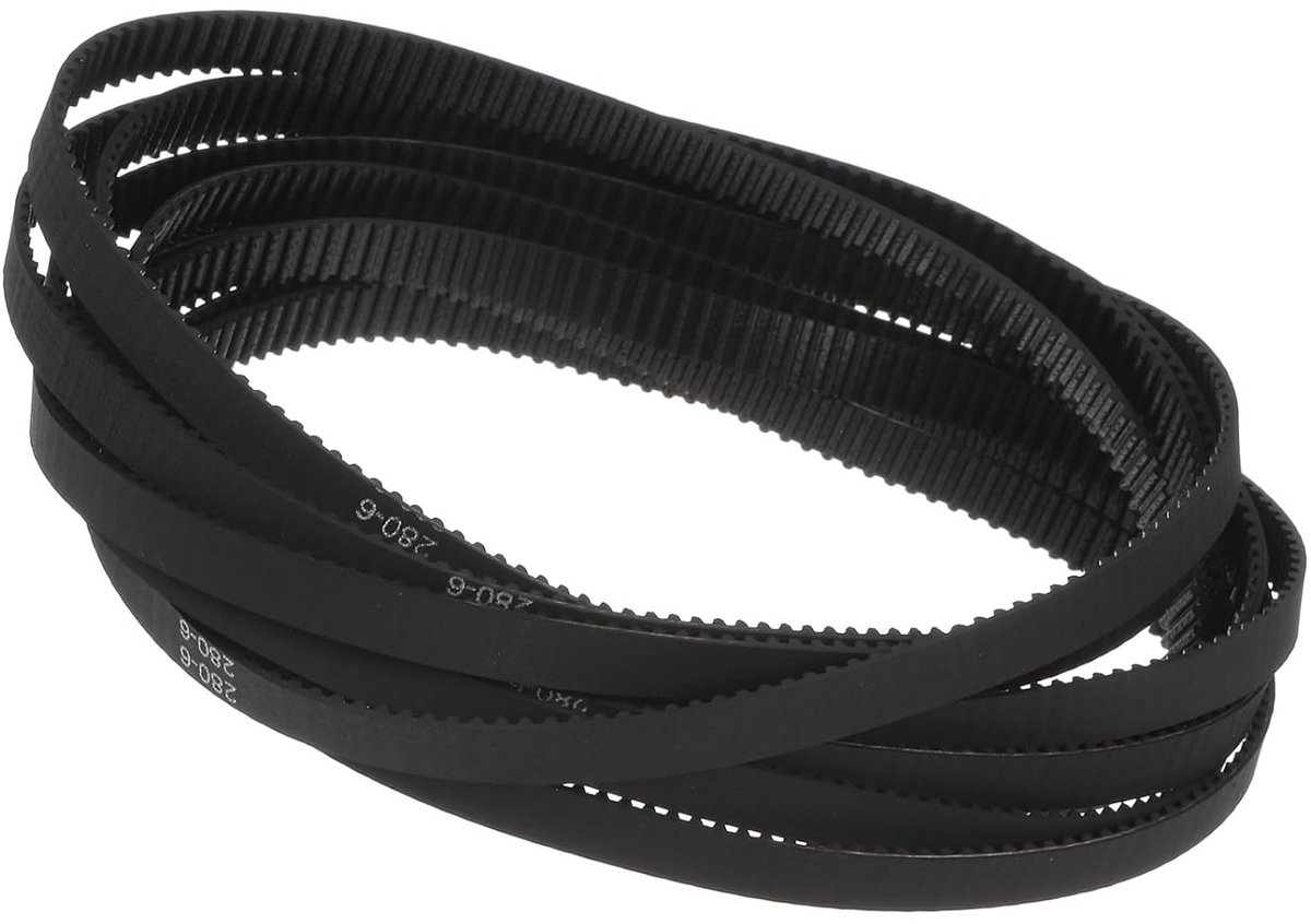 10 stuks tandriemen met gesloten cyclus 2GT - [staplengte 280 mm x breedte 6 mm] rubberen riem 280-2GT-6 voor 3D-printers, 140 tanden, zwart