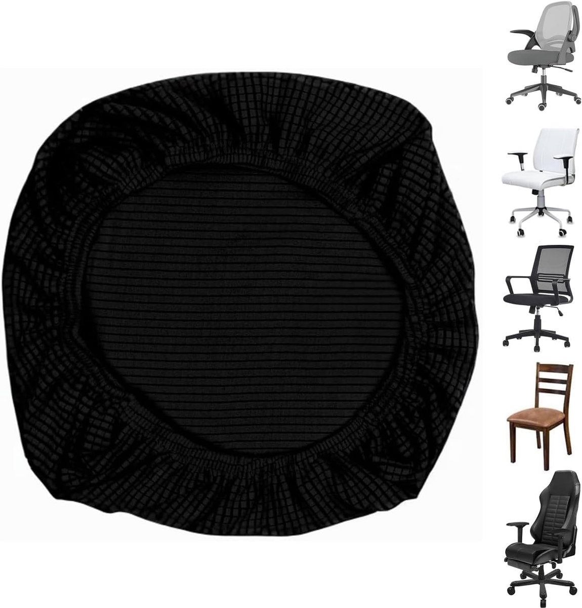 bureaustoelhoes, 38-48 cm, universeel, elastisch, computerstoelhoes, wasbaar, voor bureaustoelen (zwart)