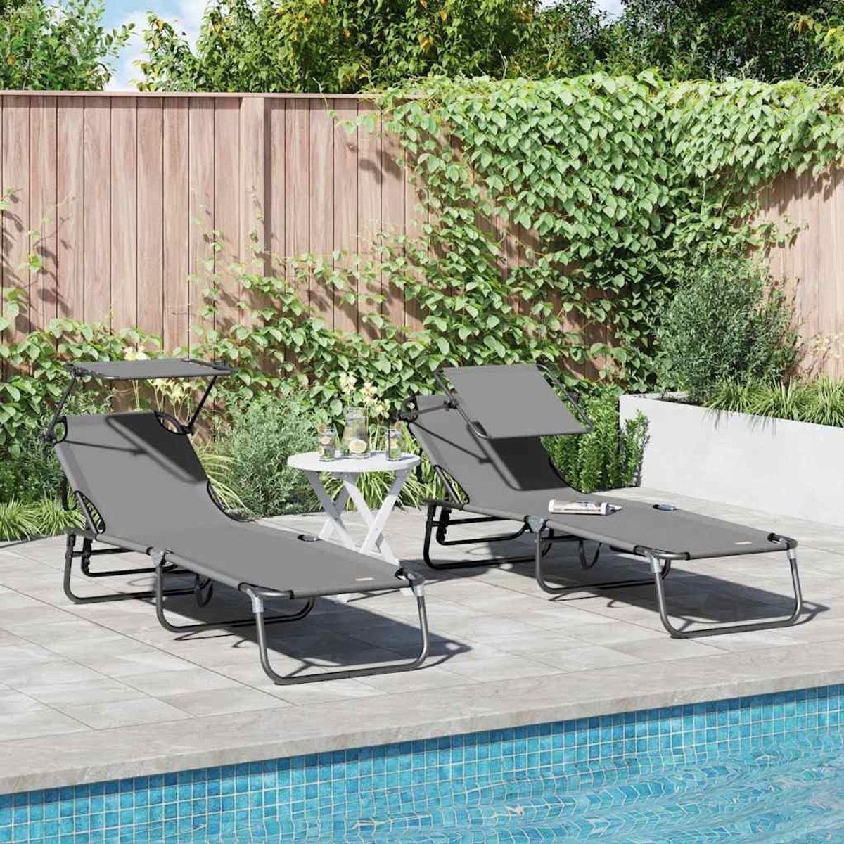 Opvouwbaar ligbed modern tuin opvouwbaar grijs 190 x 57 x 81 cm