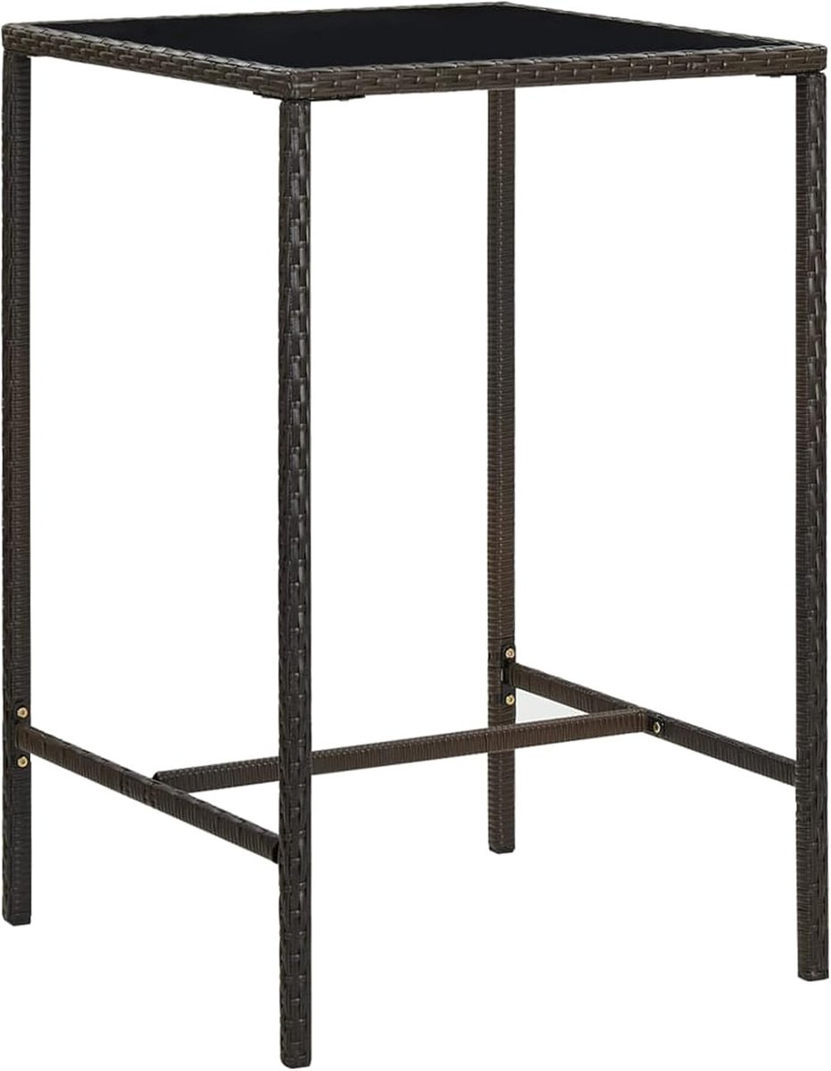 Ontbijtbartafel, eettafel, café, eetkamer, keuken, eettafel, eettafel, eettafel, eettafel, bruin, 70x70x110 cm, polyrotan en glas
