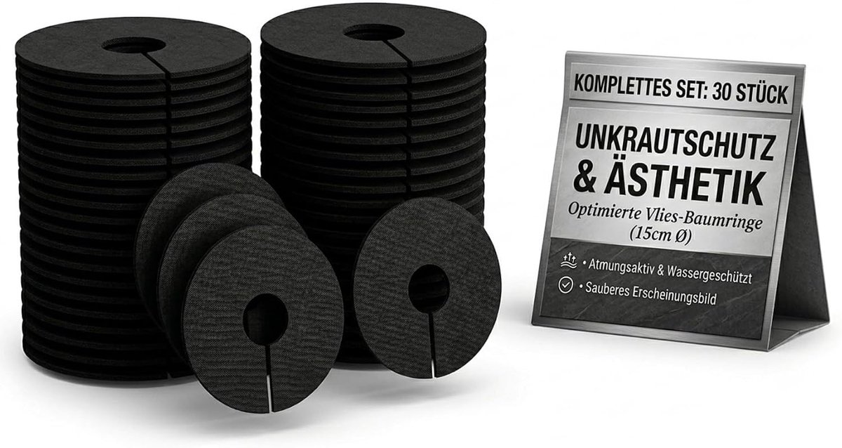 Iplusmile 30 stuks mulchringen voor bomen, ademende onkruidmat van vlies, wortelbeschermingsweefsel voor plantenbescherming, lucht- en waterdoorlatend, voor tuin en pot