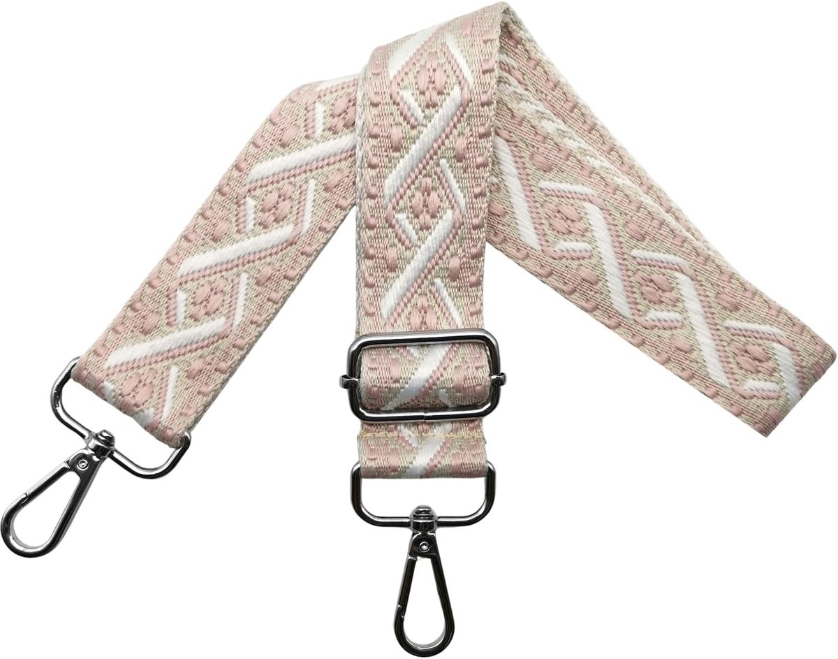 Tasriemen om te wisselen, schouderriem voor tas, verstelbare tasriem, breed, 3,8 cm, met zilveren karabijnhaak, schouderriem, tasband, draagriem voor handtassen, kleurrijk, R, lichtroze, 80-130cm