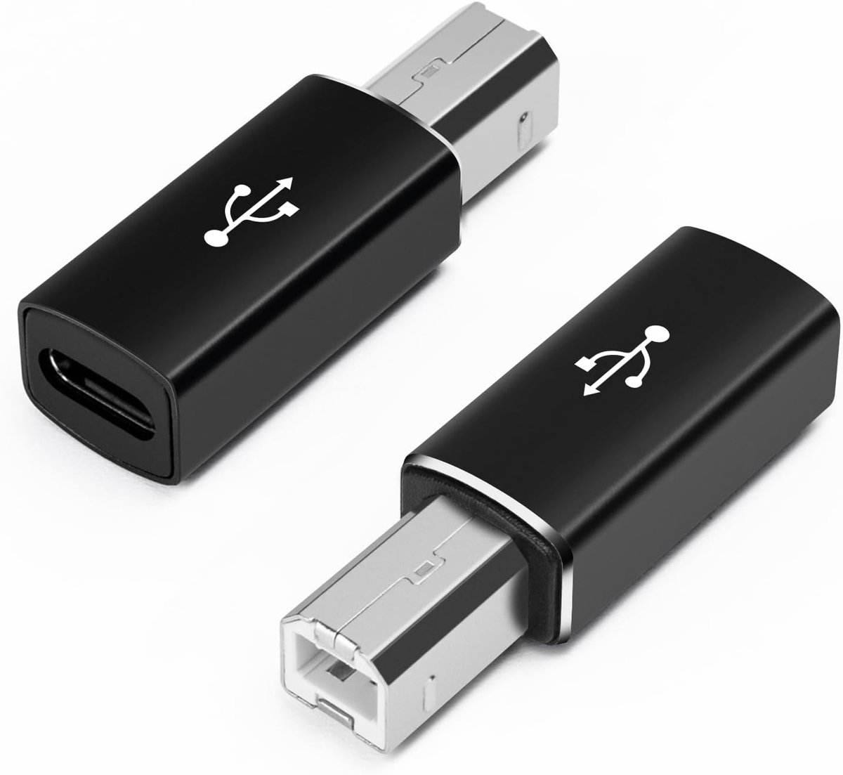 USB C Vrouwelijk naar Printer Mannelijk Adapter (2 Pack), USB Type C naar USB B Converteer Connector Ondersteuning Data Sync Compatibel met MIDI, Printers, Elektrische Piano