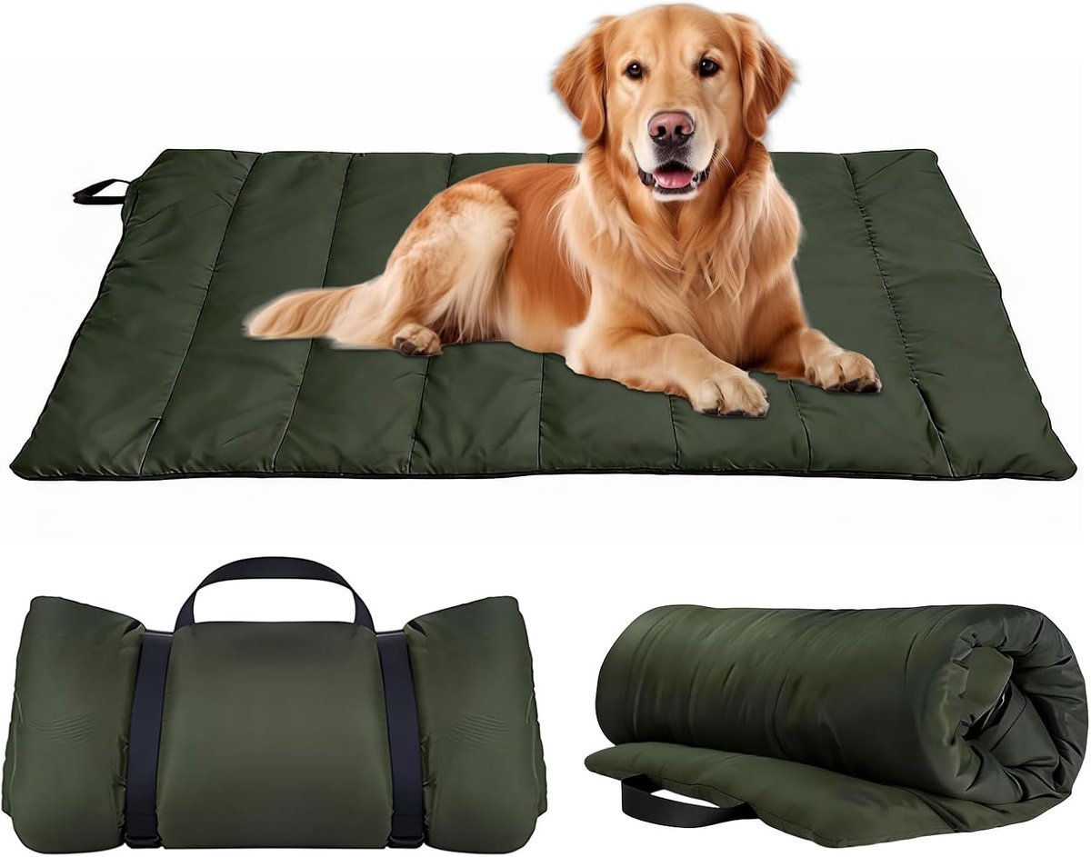 Reismat, draagbaar huisdierbed, waterdicht, oprolbaar, hondencampingbed en slaapmat voor kist, auto, binnen en buiten, machinewasbaar