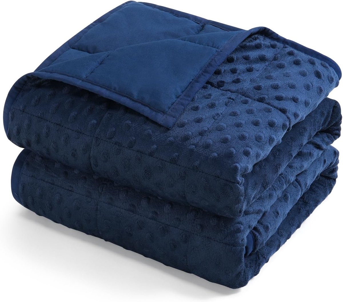Verzwaarde deken voor volwassenen 6,8 kg, zachte, gezellige zware deken voor stressverlichting en slaappromotie, ademende deken voor het hele seizoen met glazen kralen, marineblauw 152