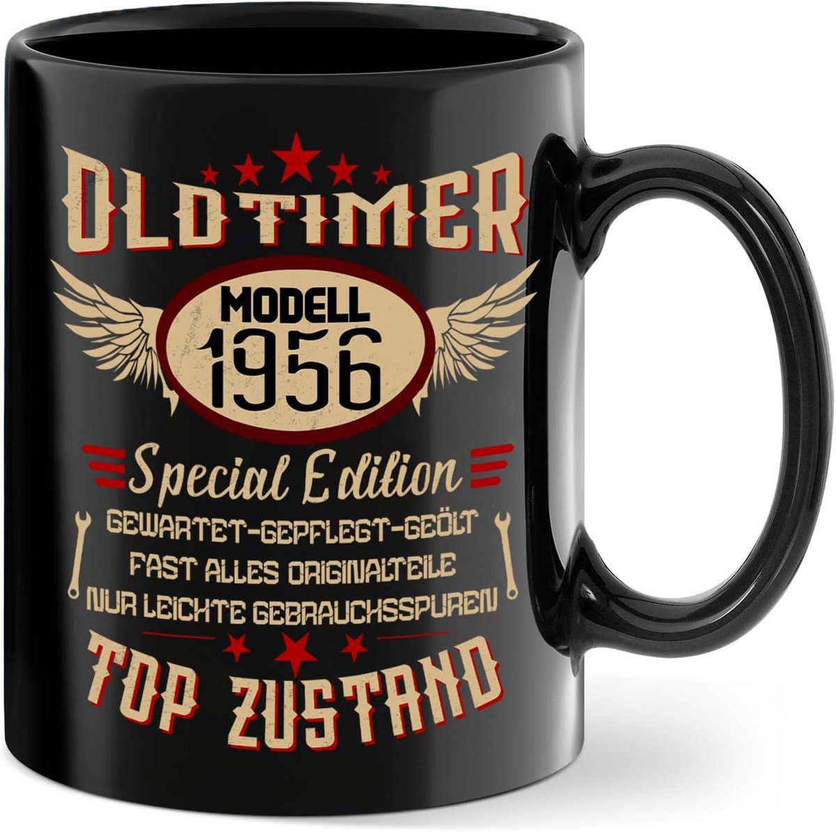 70e verjaardag geschenken, 1956 Special Edition koffiemok als, 70ste verjaardag mok cadeau-ideeën voor man papa opa voor verjaardag, Vaderdag, zwart, keramiek 350 ml