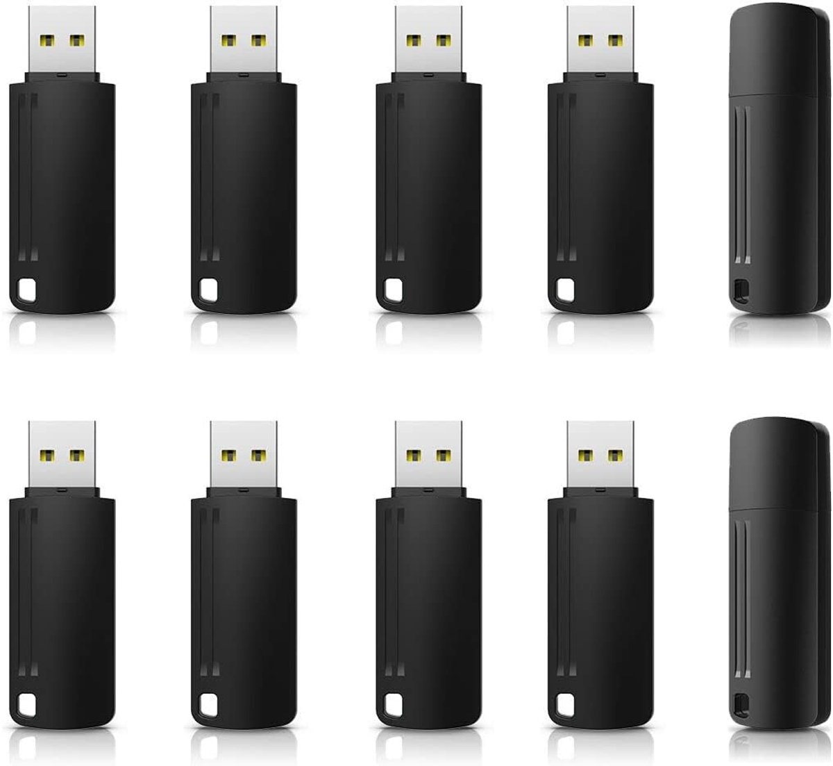 USB-sticks 4 GB 2.0, 10 Stuks Met Dop en Kabelgat Voor PC/Desktop/Laptop/Gameconsoles, Zwart