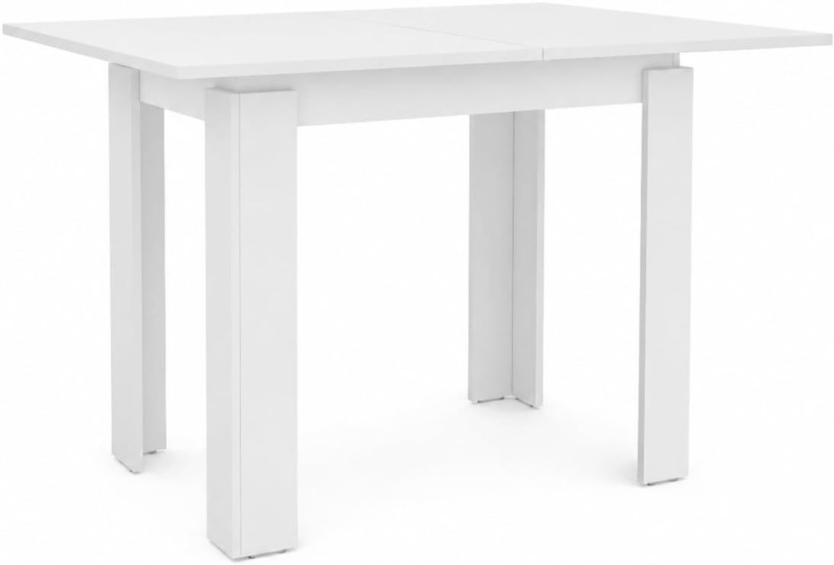 Familie uitschuifbare eettafel 90 120 cm wit compacte ruimtebesparende keukentafel, moderne kleine eettafel voor 2 6 personen, rechthoekige uitklapbare tafel voor thuis en eetkamer