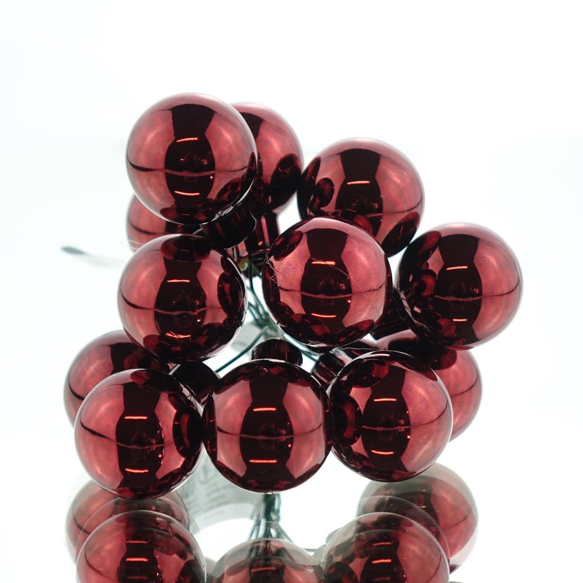 Kaemingk Mini Kerstballen Donkerrood Glanzend 2,5 cm Glas 12 Stuks