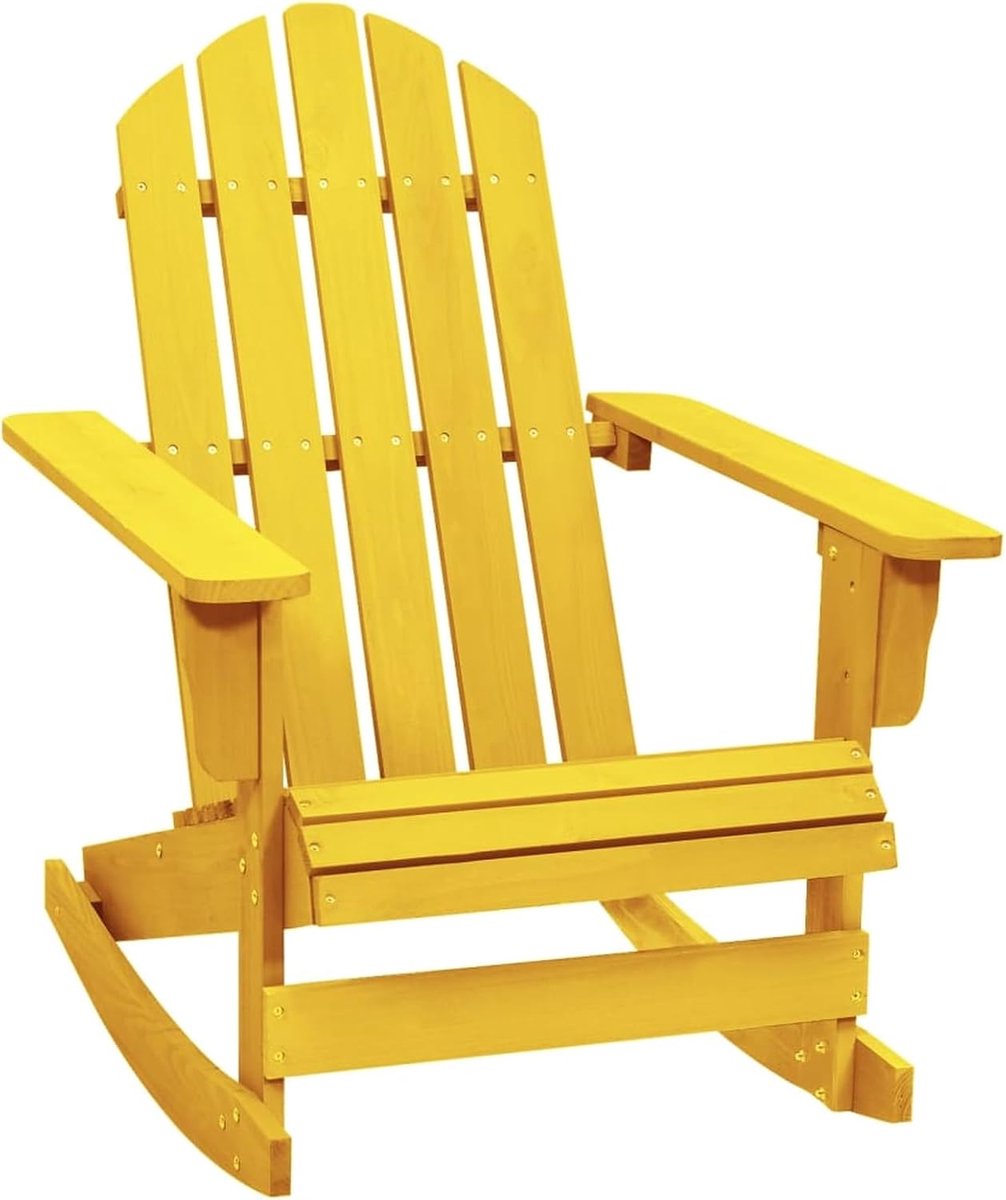 Adirondack 315884 Schommelstoel, massief hout, dennenhout, geel, tuinstoel, tuinmeubelen, balkonstoel voor balkon, terras, camping, zwembad, tuinfeest