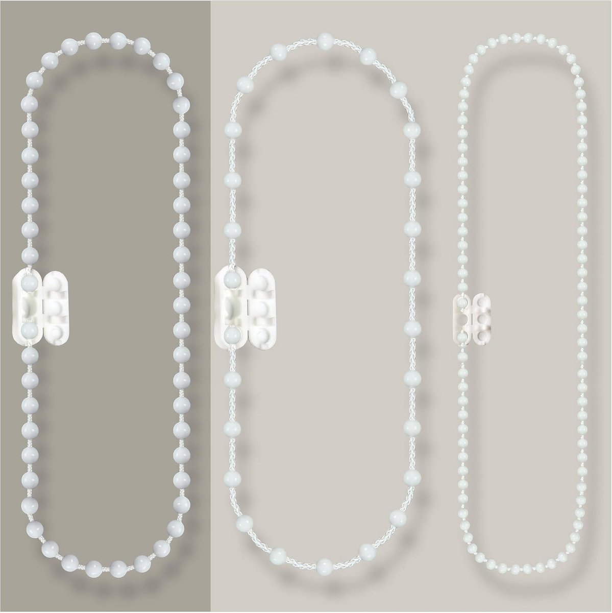 Rolgordijn ketting van PVC (bedieningsketting), lengte: 120 cm tot 50 m, hier: 25 m bedieningslengte, 4,5 x 6 mm, voor rolluiken, jaloezieën, lamellengordijnen, kleur wit