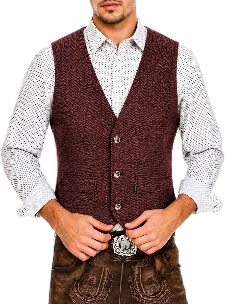 Elegant vest in Oktoberfest-stijl met visgraatpatroon voor formele en informele gelegenheden