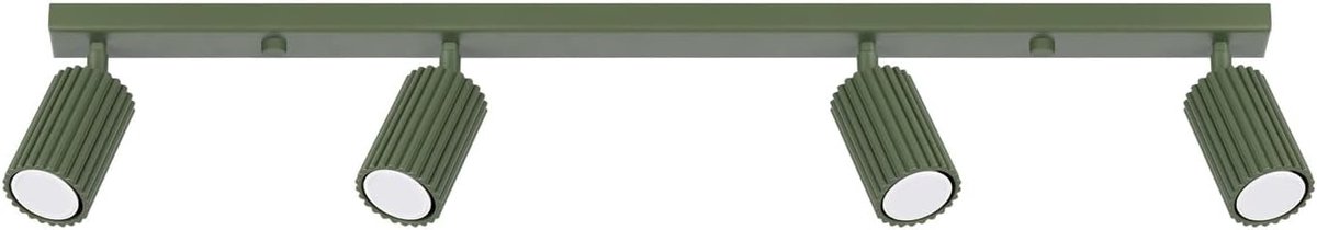 Lighting Plafondlamp - Hanglamp - Aluminium - 4 Kappen - 81 x 6,5 x 16,5 cm - Karbon Olijf Groen