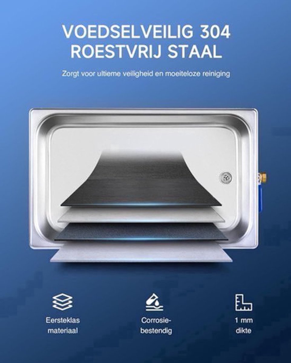 Ultrasone Reiniger – Ultrasoon Bad – Ultrasone Schoonmaker – Ultrasoon Machine – Roestvrij Staal – 480W Krachtig Vermogen – Instelbare Temperatuur en Timer