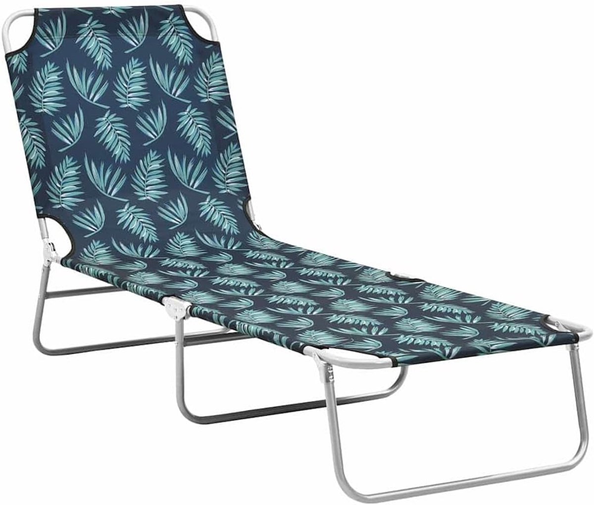 Ligbed met luifel verstelbare rugleuning bladmotief 190x70x30 cm