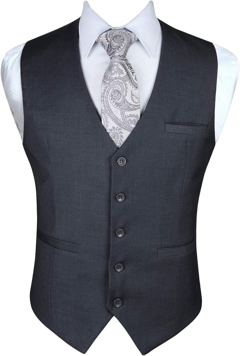 Gilets voor bruiloften, voor smoking, zakelijk pak, vest met zakken, effen kleur, maat XS-4XL