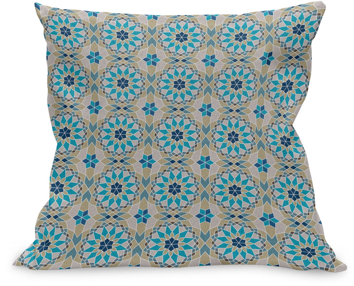 ABAKUHAUS Oosters Kussenhoes, Oosters Bloemen Wiederholung, Kussenhoes met Ritssluiting en Dubbelzijdige Print, 60 x 60 cm, Meerblau Dämmerung