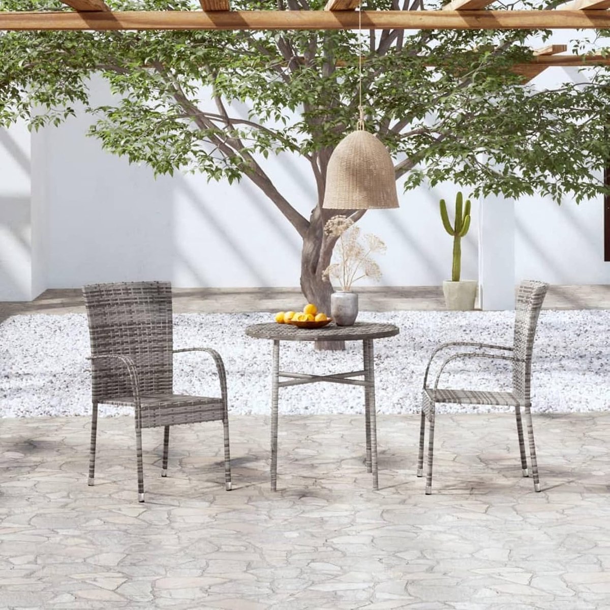 Kruk sofa tuin outdoor banken rotan eetkamer set voor tuin 3 delen polyrotan grijs 4# eettafel voor terras, stapelstoelen