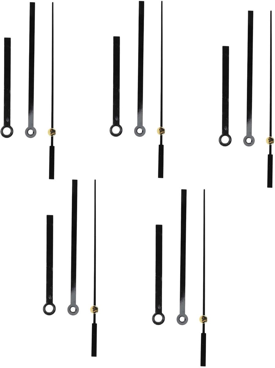 5 sets horlogebandjes, Movement Replacement Part, Aluminium Klok Hands voor DIY Horloges Mechanisme Repair, 68 mm 85 mm 90 mm, zwart