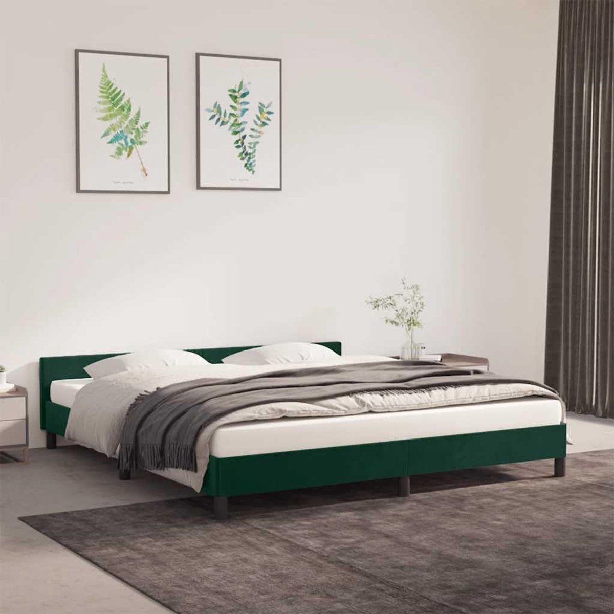 Bedframe met Hoofdeinde Stevige Poten Standaard 160x200 cm Groen